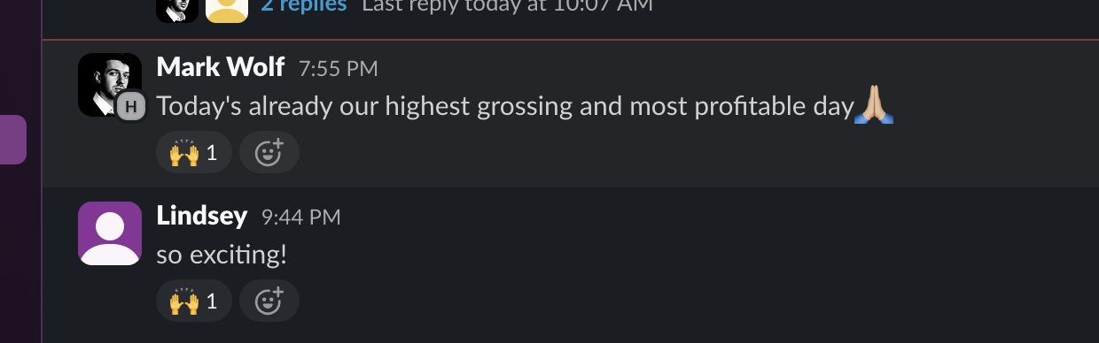 Client message about advertising results